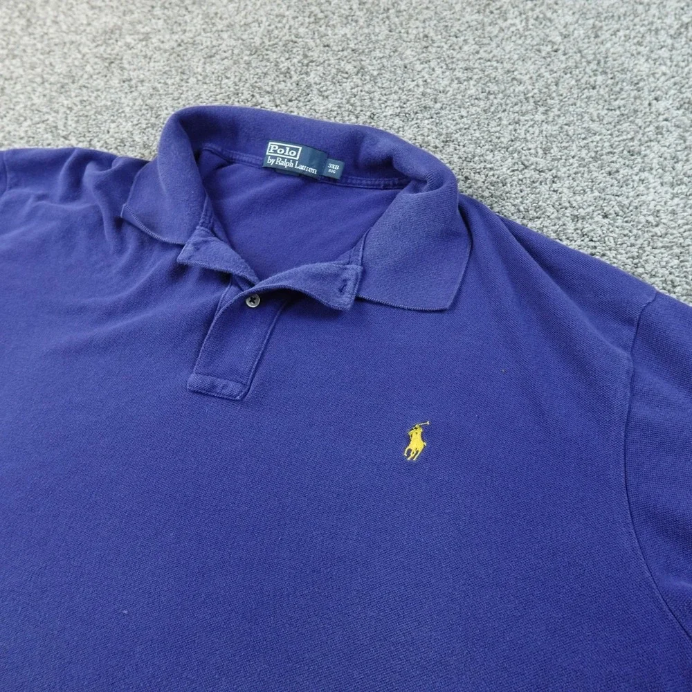 VTG Ralph Lauren Polo Shirt‎ Mens 3XB Blue Pique Pony Golf Short Sleeve Preppy